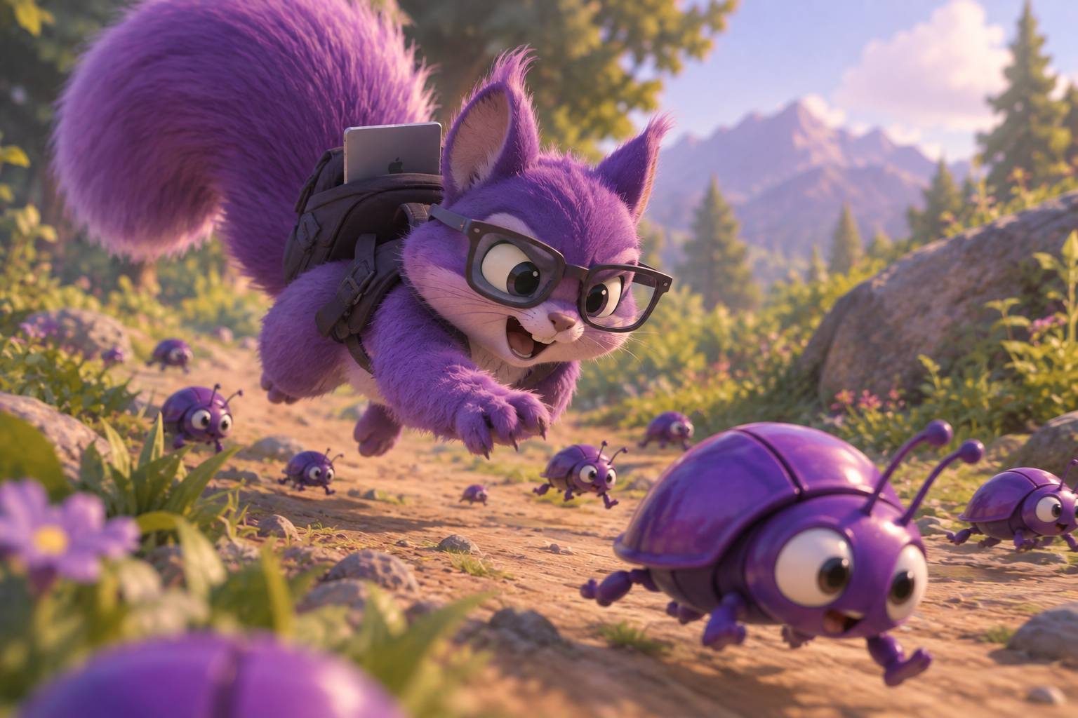 BelKa running after purple bugs